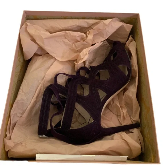 Miu Miu Prune Suede High Heel Tie Pumps sz 8 NWT - Picture 2 of 12